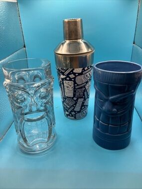 Lot Of 2 Tiki Mugs With Shaker